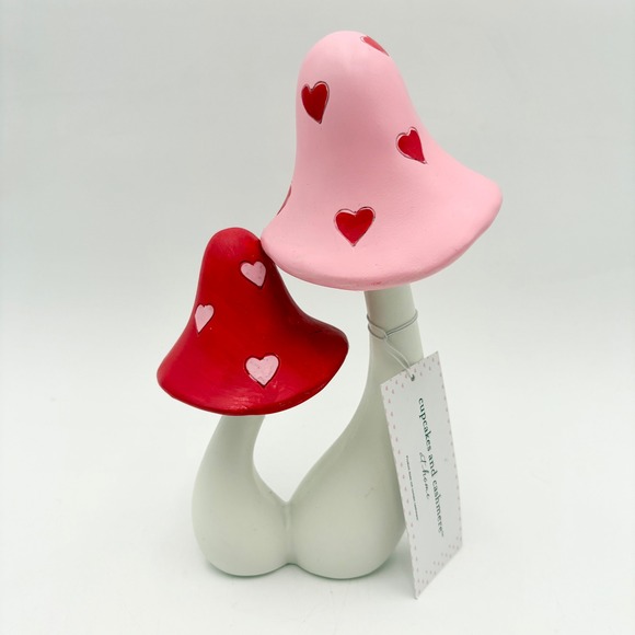 Cupcakes and Cashmere Other - Cupcakes and Cashmere Pink Red Heart Valentine Mushroom Decor Figurine